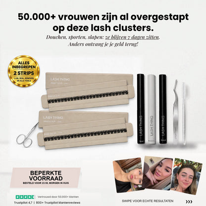 Lashthing Premium Starterkit: 2 lash strips plus toolkit. 50.000+ vrouwen zijn al overgestapt op deze lash clusters.