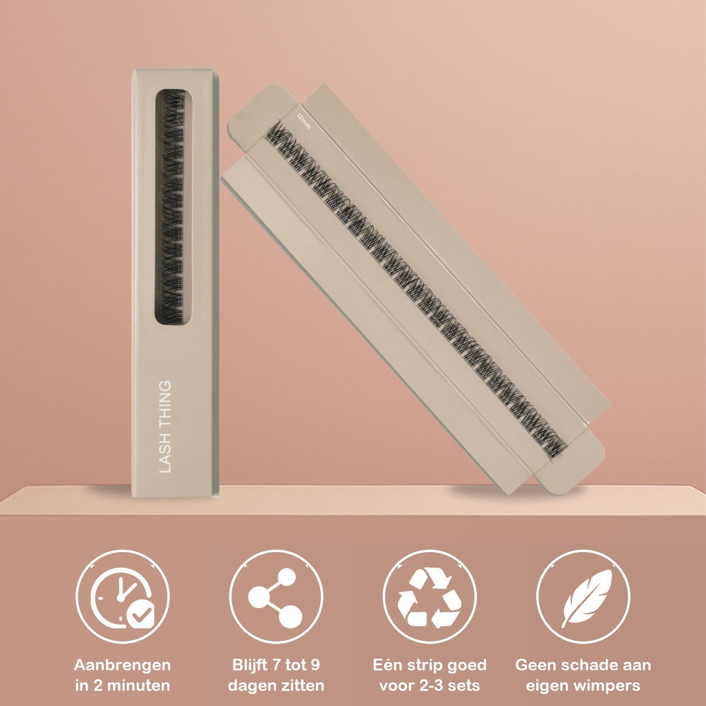 Lashthing lash strip voordelen: 2 minuten aanbrengen, 7-9 dagen, 2-3 sets per strip